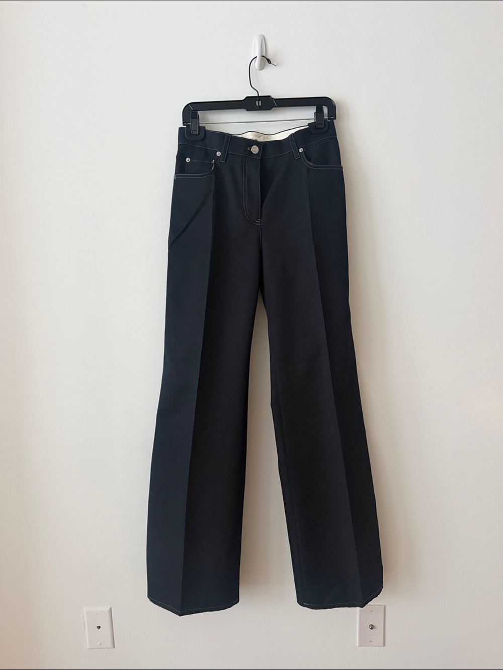 Helmut Lang Navy Relaxed Bootcut Wool Jeans Size 25